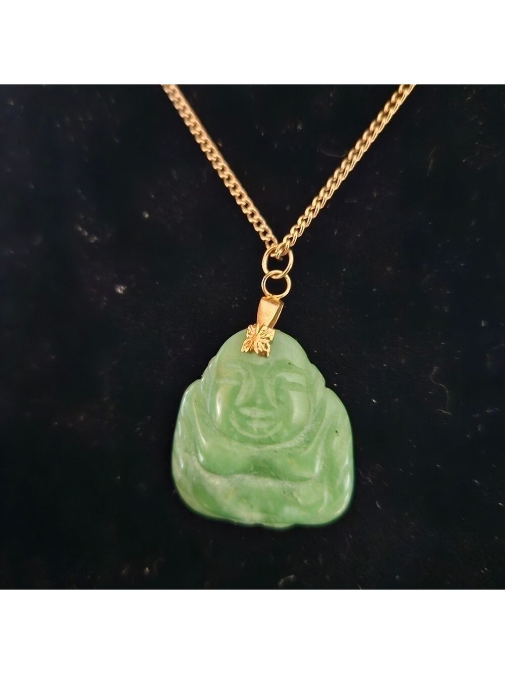 Vintage Jade Buddha Pendant with Chain
